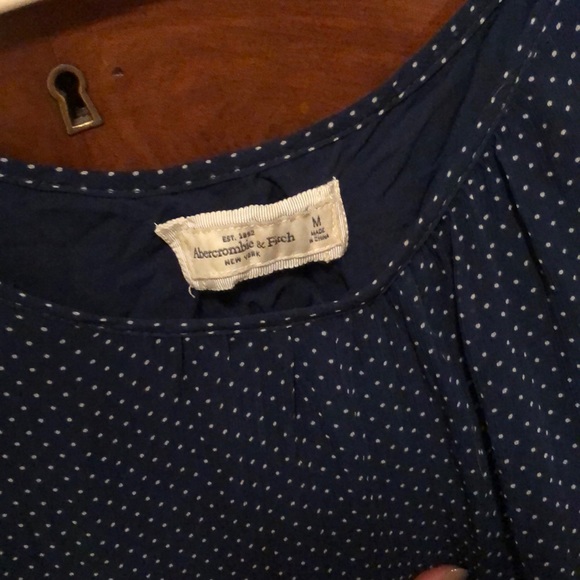 Abercrombie Navy Blue Tiny Polka Dot Dress - Picture 2 of 4